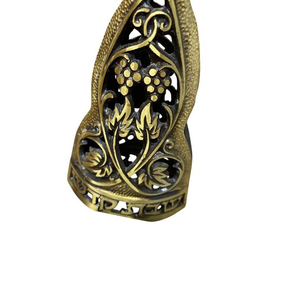 Vintage Brass Shabbat Hebrew Candlestick Sconces 9.5"H x 3.5"W SKU 9318 - Picture 9 of 12